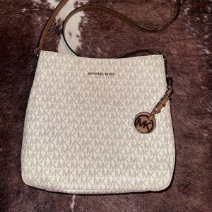 Michael Kors Cream and Brown Crossbody Bag